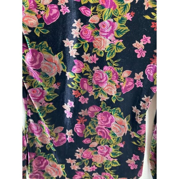 Vintage Jeanology Long sleeve Rose Floral Velvet Button Up Top Women 6 retro - Picture 5 of 10